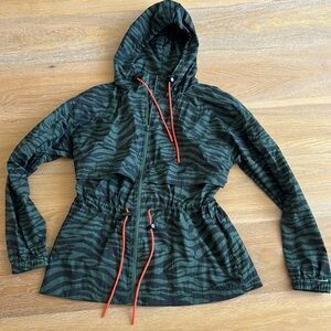 Aqua athletic animal print windbreaker jacket